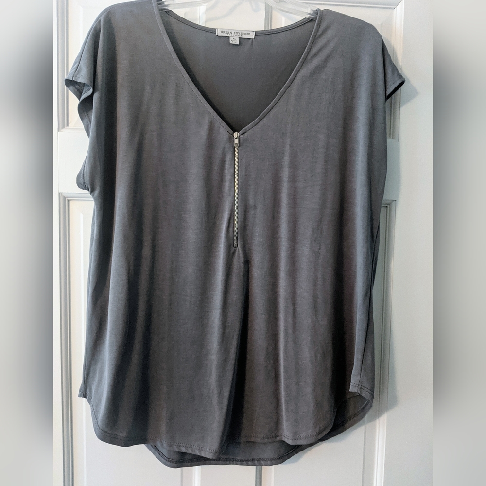Green Envelope Gray Top. Size X-Large